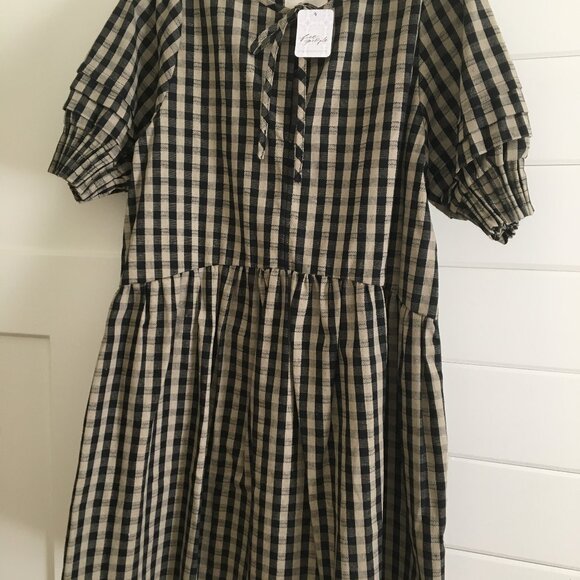 Free People Dress, Black and Tan Check, Size XS New With Tags - Picture 1 of 5